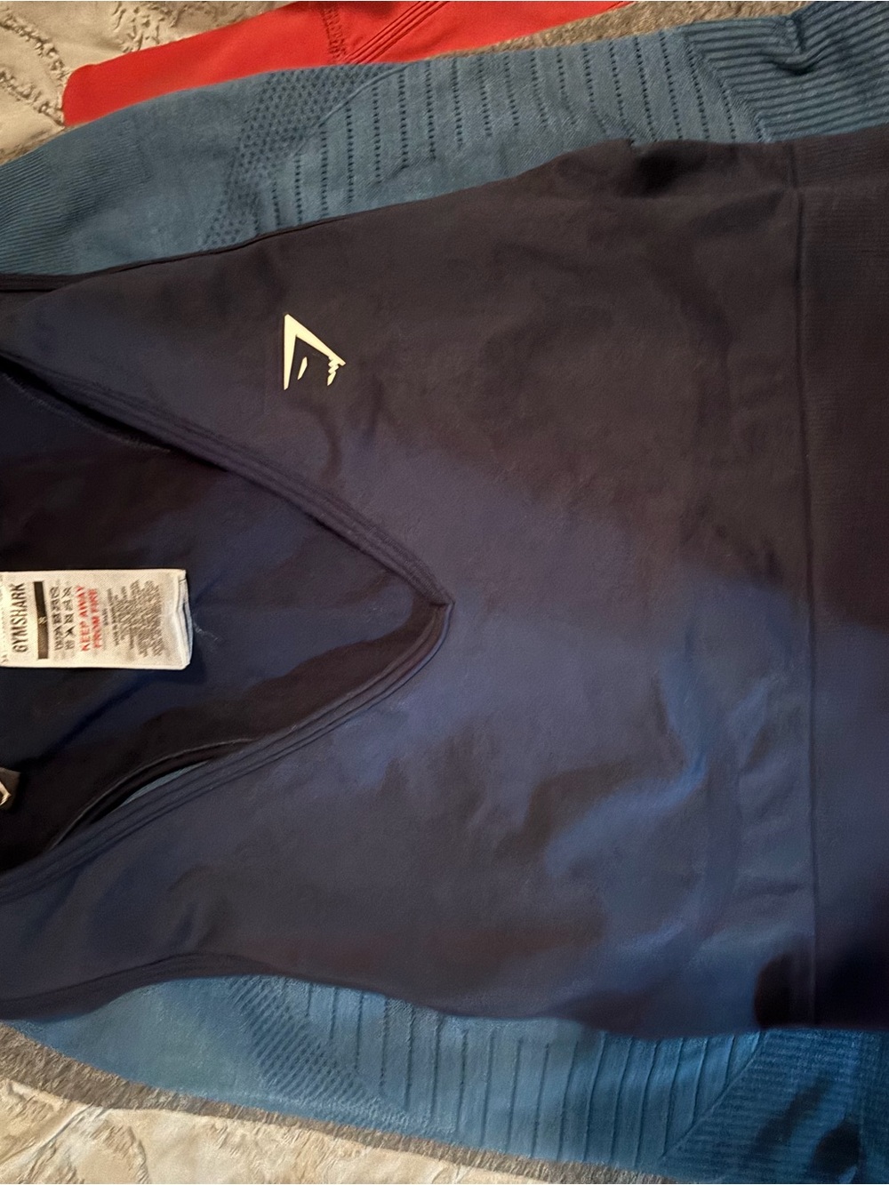 Gymshark Women's Navy and Teal Seamless Vest